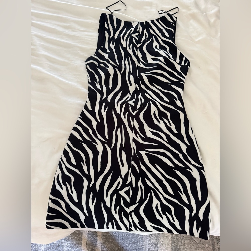 Zara Black and White Halter Bodycon Mini Dress